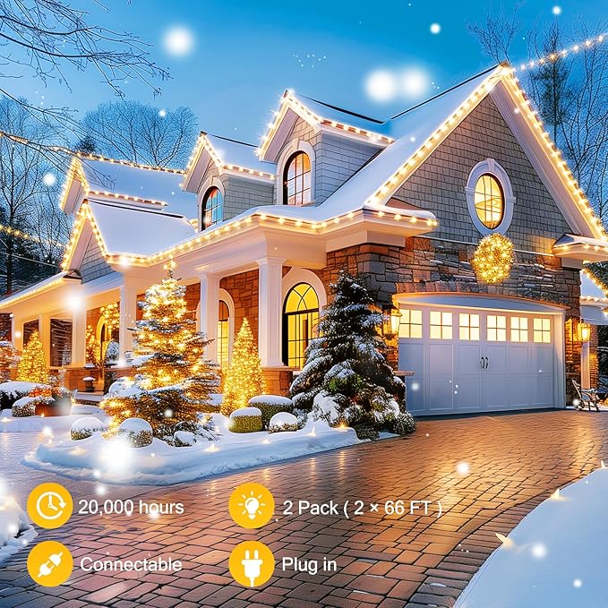 Brightown C9 LED Christmas String Lights 2 Pack Total 132ft 200LED