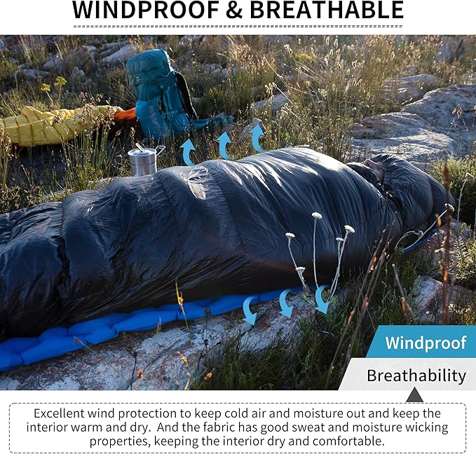 Naturehike Ultralight Down Sleeping Bag 650FP Backpacking Sleeping Bag for Adults 40.4℉ Waterproof Sleeping Bags for Camping Hiking Traveling with Compression Sack