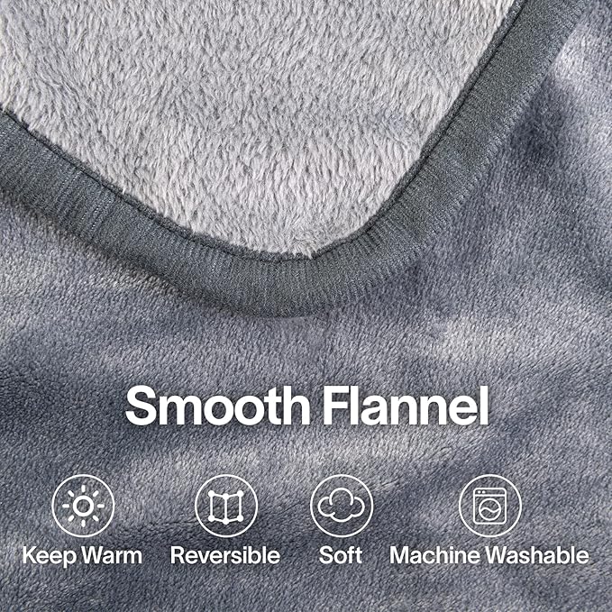 EighteenTek® Blanket 2-in-1 Pillow and Blankets Combo Set Compact Soft Warm Fleece Charcoal 63 Lx47 W