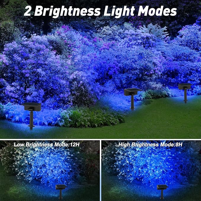 T-SUN Solar Spot Lights Outdoor 4 Pack 49LED Landscape Spotlights 2 Lighting Modes Auto ON/Off Solar Lights for Trees Garden Yard Pathway Driveway(Blue)