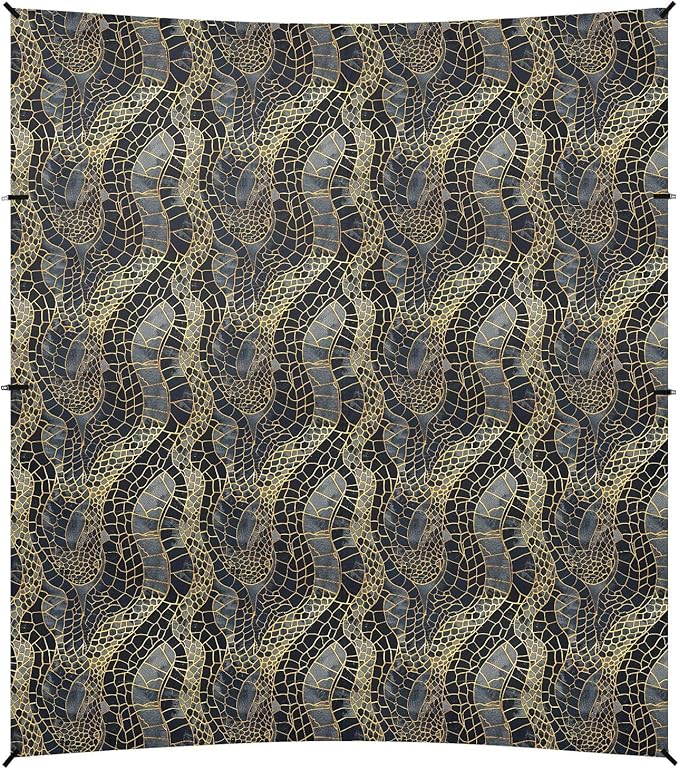 ALAZA Snake Skin Print Gold Beach Tent Sun Shelter UPF50+ Protection Beach Shade Canopy w/ 4 Sandbags for Outdoor Camping Fishing Backyard Fun Picnic 10x9 ft