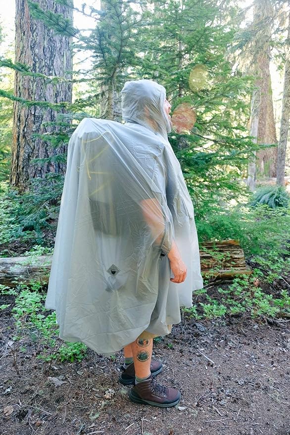 Six Moon Designs Gatewood Cape – Gray-11 oz Ultralight Backpacking Tarp &amp Rain Gear – 360° Protection Backpacking Shelter – Silicone Nylon Camping Canopy – Multi-Use Thru-Hiking Camping Shelter (G