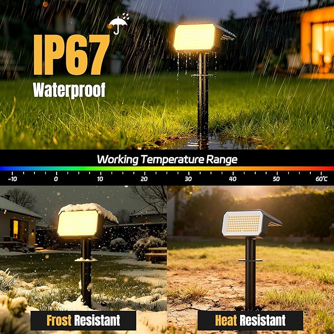 Solar Spot Lights Outdoor [4 pack/118 LED] 4 Modes Auto On/Off Solar Landscape Spotlights Ip67 Waterproof Solor Powered Pathway Lights for Outside Yard Garden Walkway Tree Patio (Warm White)