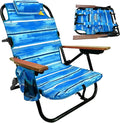 EasyGo Product Backpack Beach Chair 5 Positions and Cup Holder Pouch on Side Padded Pillow Storage Bag on Back Lightweight Rustproof Aluminum Black Frame - 1 Pack Blue
