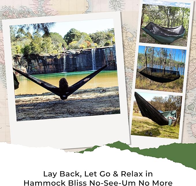 Hammock with Mosquito Net - Fully Reversible Bug Free Hammock Tent Extra Large Sleeping Space Bug Proof Netting &amp Suspension - Change The Way You Camp with Hammock Bliss Quality - No-See-Um No M