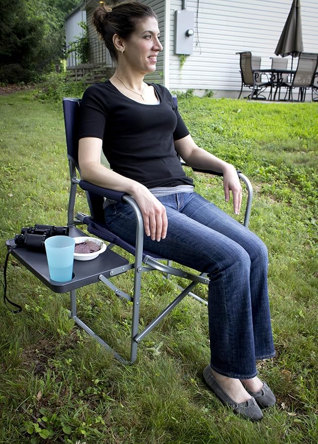 GCI Outdoor Slim-Fold Outdoor Folding Chair Camping Chair With Side Table