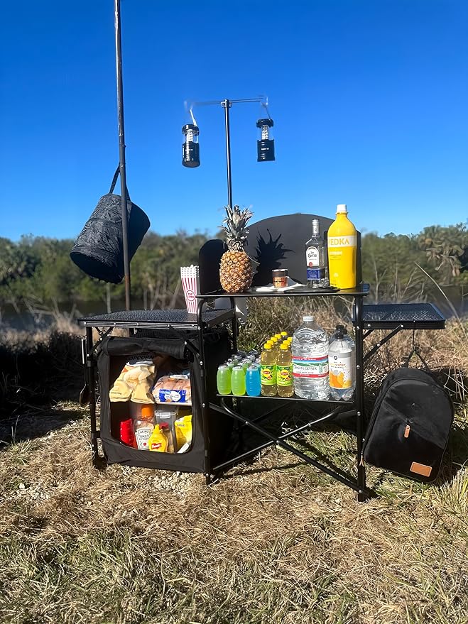 Nice C Camping Table Storage Camping with Solar Panels Camping Kitchen Station Outdoor Folding Table &amp Organizers