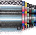 Hydration Nation Authentic Large Handwoven Mexican Blanket - Soft Yoga- Durable Serape- Lightweight Falsa Beach Camping Picnic Outdoor Blanket 70x50 - Aqua Sky