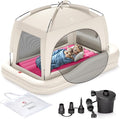 QPAU Inflatable Toddler Travel Bed with Tent Portable Kids Air Mattress with Safety Sides Ideal for Home Grandma's Camping Traveling -Includes Fast Electric Pump