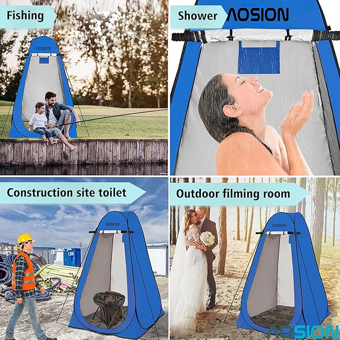 AOSION Privacy Shower TentPop Up Changing TentCamp Bathroom Changing Dressing RoomSun Sunshade Canopy Outdoor Rain Shelter for Camping Hiking Beach Picnic Fishing. (Blue)
