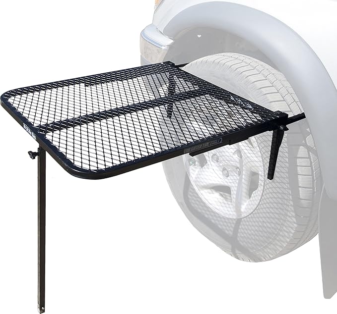 Tire Table Medium Steel Camping Table for Camp Travel Tailgating and Outdoor Work | Easily Holds 50 Pounds | Powder Coated Finish | No Tool or Hitch Required for Installation | 29 x 23 x 1.5