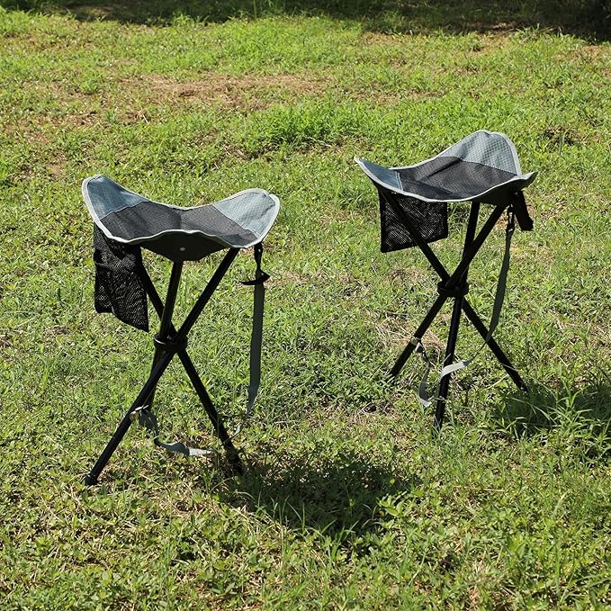 REDCAMP 2 Pack 22.4IN Tall Folding Tripod Stools for Adults Lightweight Portable Camping Stools for Fishing Hunting Backpacking Traveling Black