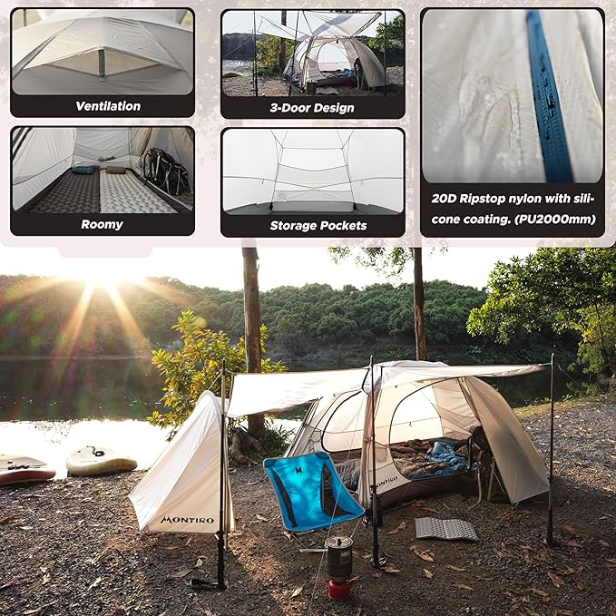 Triphyr Backpacking Tent with F-Nexus Extension 2-Person Combo Attachable Extension Shelter Lightweight 2 Person Tent for Backpacking Camping Hiking &amp Biking