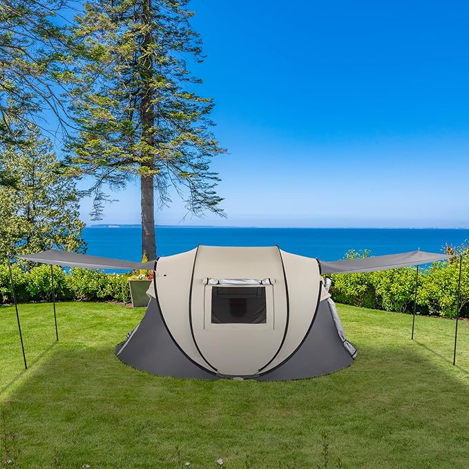 4 Person Easy Pop Up Tent Camping Waterproof Automatic Setup 2 Doors-Instant Family Tents for Hiking &amp Traveling