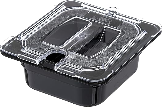 Carlisle FoodService Products Storplus 1/4 Size Notched Universal Food Pan Lid with Molded Handle for Catering Buffets and Restaurants Polycarbonate Clear (Pack of 6)