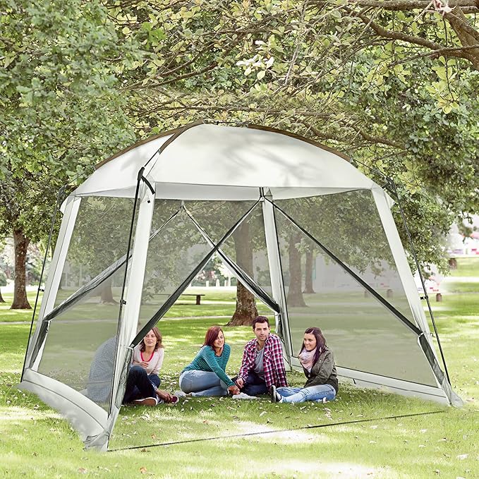Outsunny 10' x 10' Screen House Room UV50+ Screen Tent with 2 Doors and Carry Bag Easy Setup for Patios Outdoor Camping Activities