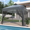 10x10 Pop Up Canopy Tent with Mosquito Netting Outdoor Portable Screen Tent for Yard Party Camping and Picnic 3 Height Positions Patio Gazebo with Roller Bag and 4 Sandbags