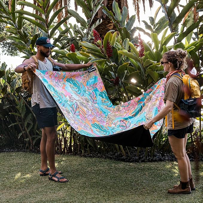 Nomadix Festival Blanket - Perfect for Picnics Camping &amp Lawn Seating - Plush Top &amp Water Resistant Base - Made with Post Consumer Recycled Materials - Jungle - 60x72