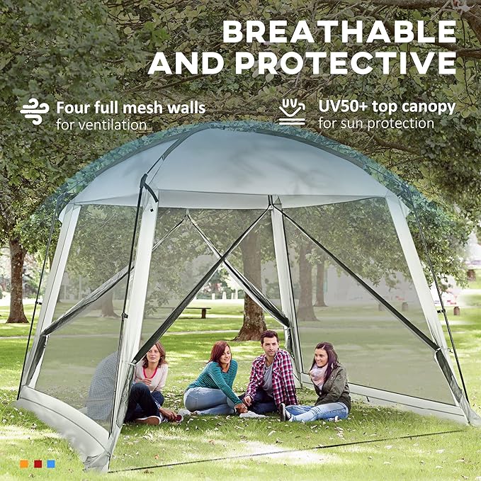 Outsunny 10' x 10' Screen House Room UV50+ Screen Tent with 2 Doors and Carry Bag Easy Setup for Patios Outdoor Camping Activities