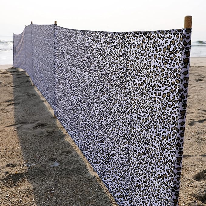 erda Sand Leopard Pro Beach Recycled Polyester Rip-Stop 20 ft Lightweight Windscreen Privacy Screen Wind Blocker Free Matching Shoulder Bag