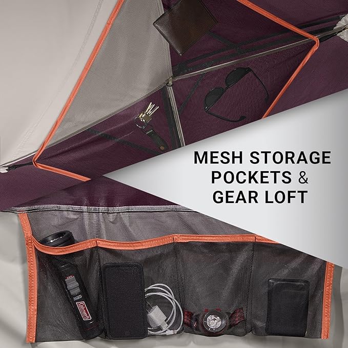 Coleman Skydome Tent with 5 Minute Setup 2/4/6/8-Person Weatherproof Tent with Rainfly &amp Carry Bag 20% More Headroom Than Traditional Canopies