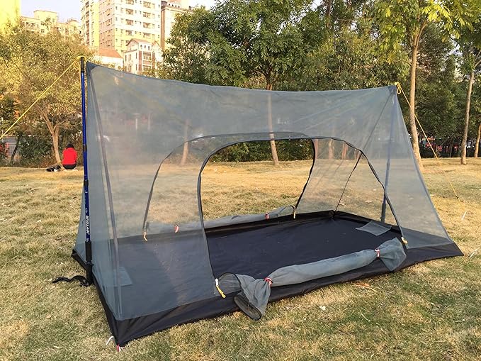 Ultralight Mosquito Net Tent for 1 Person Tear-Resistant Mesh Bug Shelter with Double Doors Hanging Hook &amp Storage Pocket Easy Setup with Stakes &amp Ropes for Camping Hiking Outdoor Travel