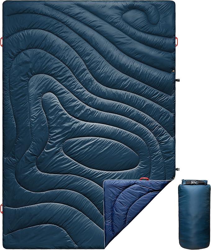 Camping Blanket | X-Large Wind and Waterproof Warm Puffy Blanket Quilt | Lightweight Portable | Outdoor Concerts Picnics Backpacking Travel Hiking Beach Stadium (Deepsea Blue)