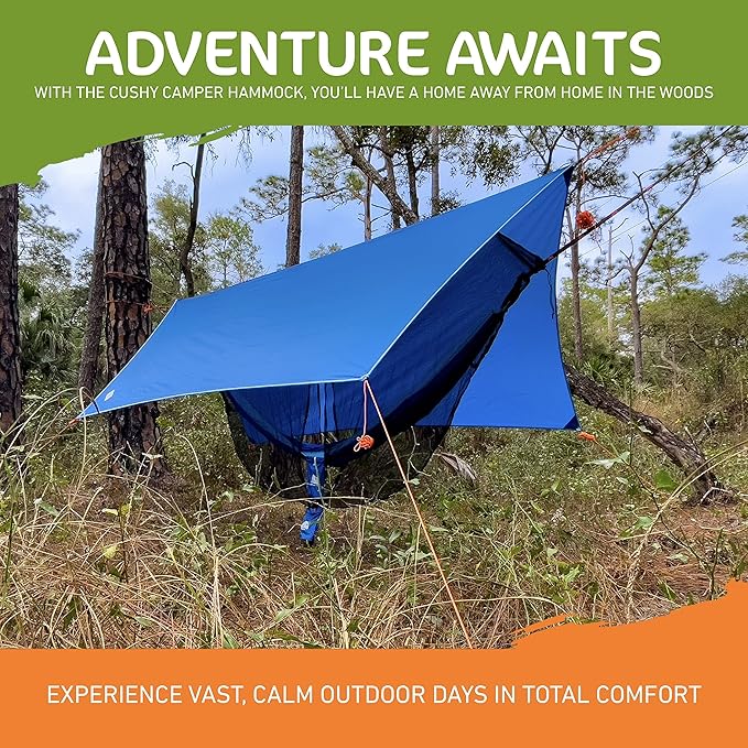 Premium Hammock with Rain Fly Bug Net Tree Straps and Dry Bag - Complete Camping Hammock System with Mesh Bug Net - Outdoor Combo Kit with Rainfly Bundle for Backpacking…
