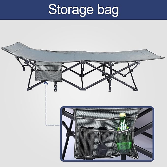 YSSOA Adults Foldable Outdoor with Portable Bag Bed Lightweight Sleeping Cots for Camping Easy to Set up 3 Pack Black