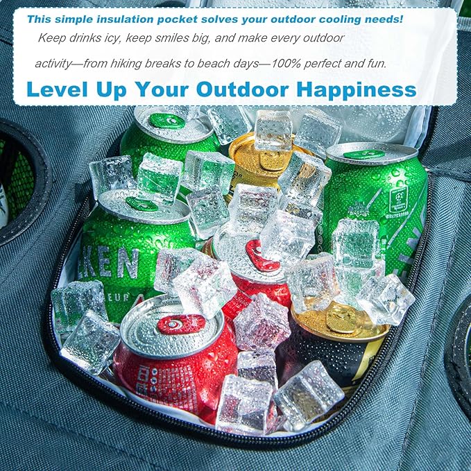 Folding Beach Table Camping Table for Sand with Insulated Cooler Storage &amp 4 Cup Holders Portable Pop Up Picnic Table Lightweight Side Table for Outdoor