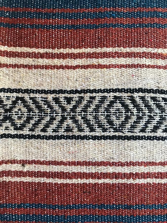 Baja Authentic Mexican Falsa Blanket Perfect for YogaBeach CampingPicnic Car seat Cover Home Throw Decor(Rustic Red)