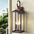 24 Extra Large Dusk to Dawn Outdoor Wall Light Oil Rubbed Bronze 3-Light Waterproof Exterior Wall Mount Porch Lantern Modern Outside Wall Sconce Coach Light Brown E12 1-Pack