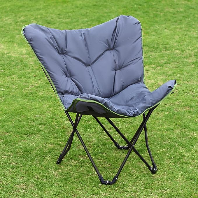 SunnyFeel Oversized XL Padded Camping Chair Outdoor Butterfly Chair Portable Folding Large Camp Lounge Chairs Padded Living Room Indoor Chairs Lawn Chairs for BeachTailgatingSport EventsPicnic