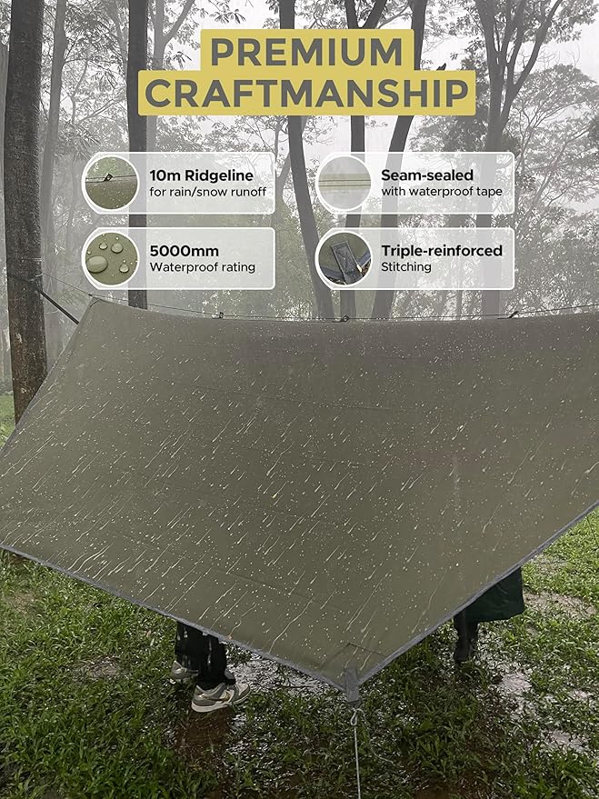ADVOKAIR Camping Hammock with Mosquito Net and Rain Fly Up to 500lbs Ultralight and Portable Nylon Travel Hanging Hammock with Tree Straps Perfect for Outside Backpacking Hiking and Backyard