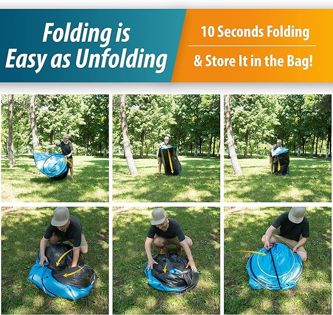 Vaygway Pop-up Tent and Automatic Instant Portable Cabana - Premium Quality 2-4 Person Easy Throw Setup Windproof Waterproof Travel Cabana Beach Tent Shelter- for Hiking Camping &amp Outdoor Activit