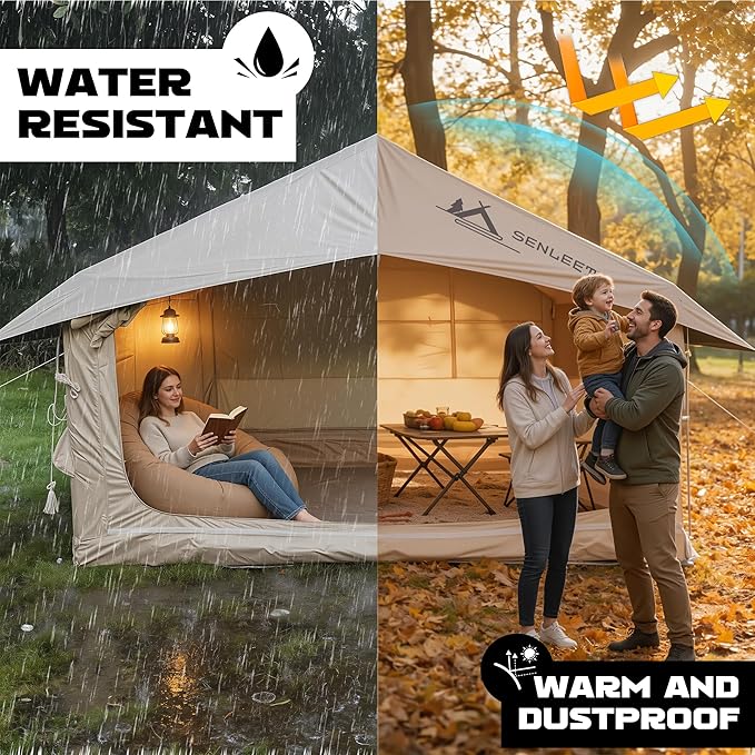 Inflatable Tents for Camping Large Inflatable Camping Tent with Hand Pump Easy Setup Tents for 4-6 People Portable Glamping Tent