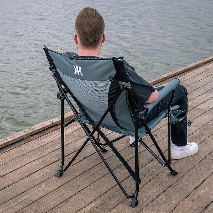 Kijaro Oversized Heavy Duty Atlas Portable Camping Chair Hallett Peak Gray - 600 LB Weight Capacity