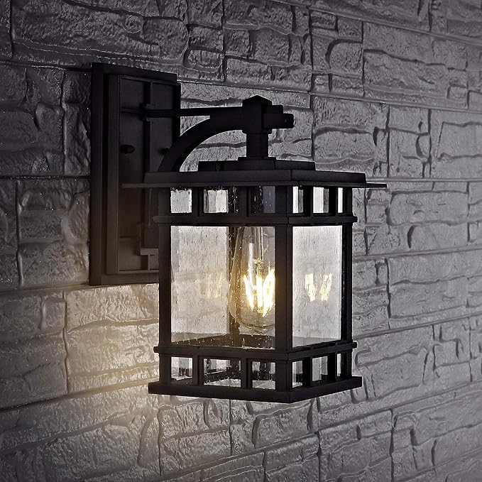 SAFAVIEH PLT4013A Lighting Grayter Black Wall (LED Bulb Included) Outdoor Lantern