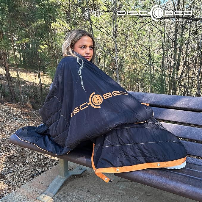 Disc-O-Bed Multifunctional Blanket with Snap Fasteners and Cozy Fleece Interior for Indoors Picnic and Outdoor Camping Black