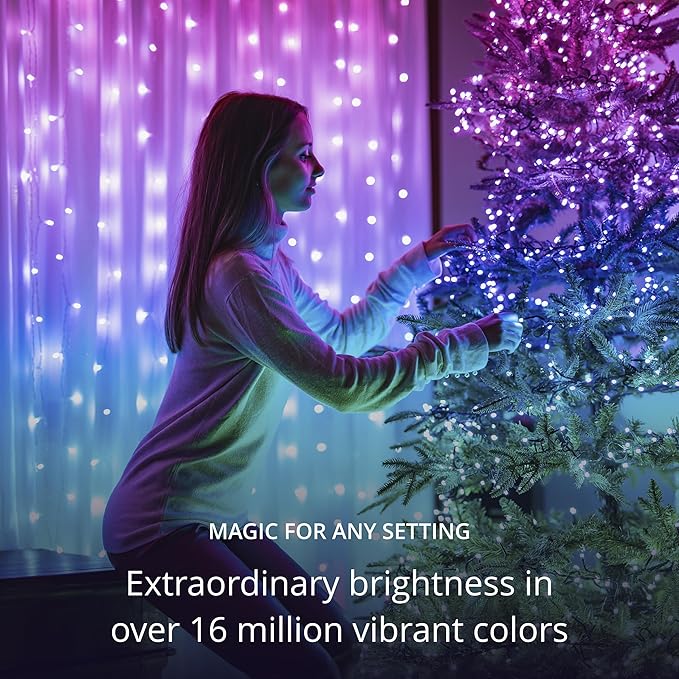 Twinkly Strings 100 LED RGB LED Light String for in- and Outdoor Smart LED Lights Mappable LEDs Compatible with Alexa and Google Home IP44 Controlled by App Green Wire 8m