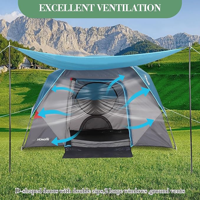 Camping Tent Family Tent for Camping Easy Set Up Tents 4-6 PersonWaterproofSpacious Lightweight Portable for Family Outdoor AdventuresTraveling