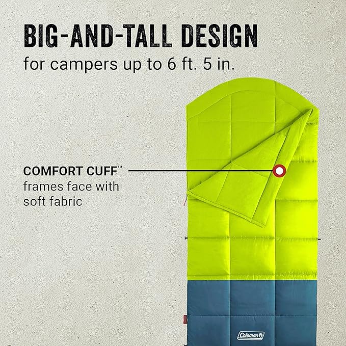 Coleman Kompact Sleeping Bag Indoor/Outdoor Lightweight Sleeping Bag for Adults 20°F/30°F/40°F Options for Camping Hiking Backpacking with Included Compression Sack
