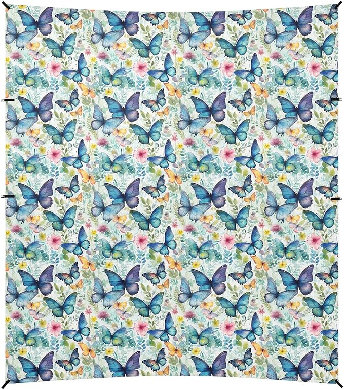 Camping Sun Shelters Multicolor Butterfly Floral Print Beach Canopy 126 * 110.2in