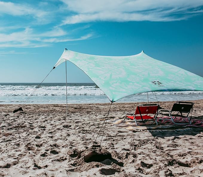 Neso Grande Portable Beach Tent Sun Shelter - Lightweight Beach Shade Canopy - Easy Setup for Family Outings - Patented Reinforced Corners - UPF 50+ Sun Protection - 7ft Tall 9 x 9ft