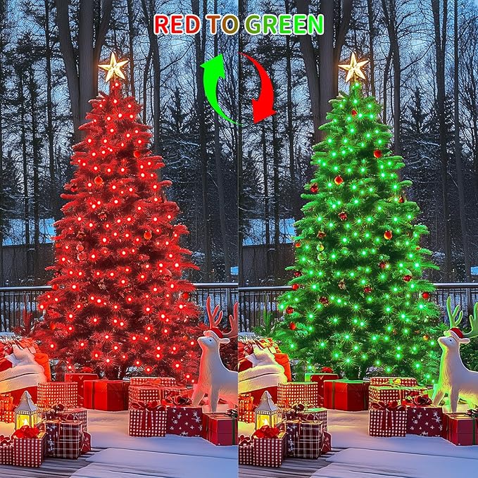 JMEXSUSS 173ft 500 LED Christmas Lights Outdoor Red and Green Christmas String Lights with Remote Color Changing Christmas Tree Lights Plug in for Indoor Party Halloween Christmas Decor