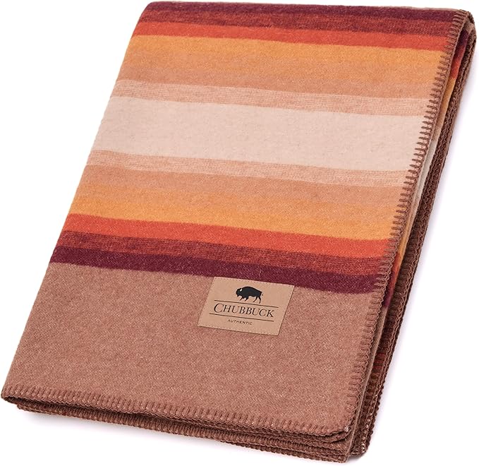 Chubbuck 100% Wool Blanket Camping (60 x 84) - Large Warm Blanket for Camping Emergency Outdoor Concerts and Home Use - Fire Retardant Soft and Warm Blankets for Winter (Bronco)