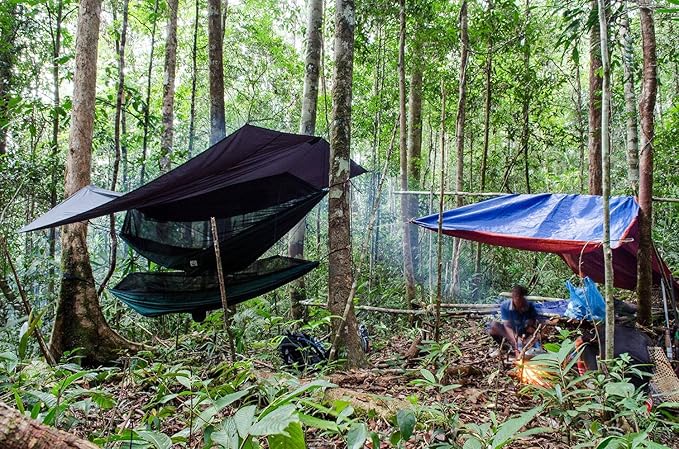 Hammock Bliss Extra Large Rain Fly - Waterproof Tent Tarp Rain Fly and Hammock Shelter to Cover Your Hammock &amp Your Gear – Massive Coverage to Make Hammock Camping A Dry Rain Free Experience