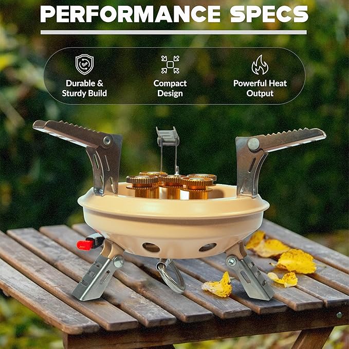 Roamix 54500 BTU Multi-Fuel Portable Camping Stove – 16000W Collapsible Windproof Burner with Fuel Canister Adapter &amp Carrying Case for Outdoor Cooking Backpacking &amp Emergency Use