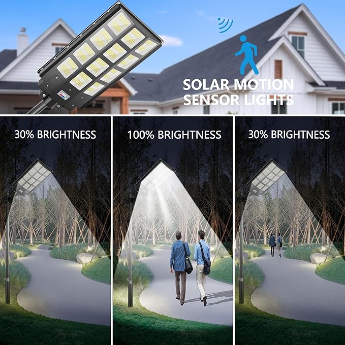 8000W Solar Street Light Outdoor Waterproof 240000LM Solar Powered Parking Lot Lights Large Street Light Dusk to Dawn with Motion Sensor LED Flood Light Wide Angle Lamp for Patio and Parkling Lot