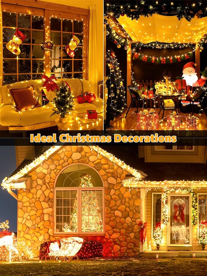 Christmas String Lights 1200LED 196FT 8 Modes Dimmable Fairy Lights with Remote and Timer Waterproof Christmas Lights for Festive Decoration Indoor Wedding Party Holiday (Warm White)